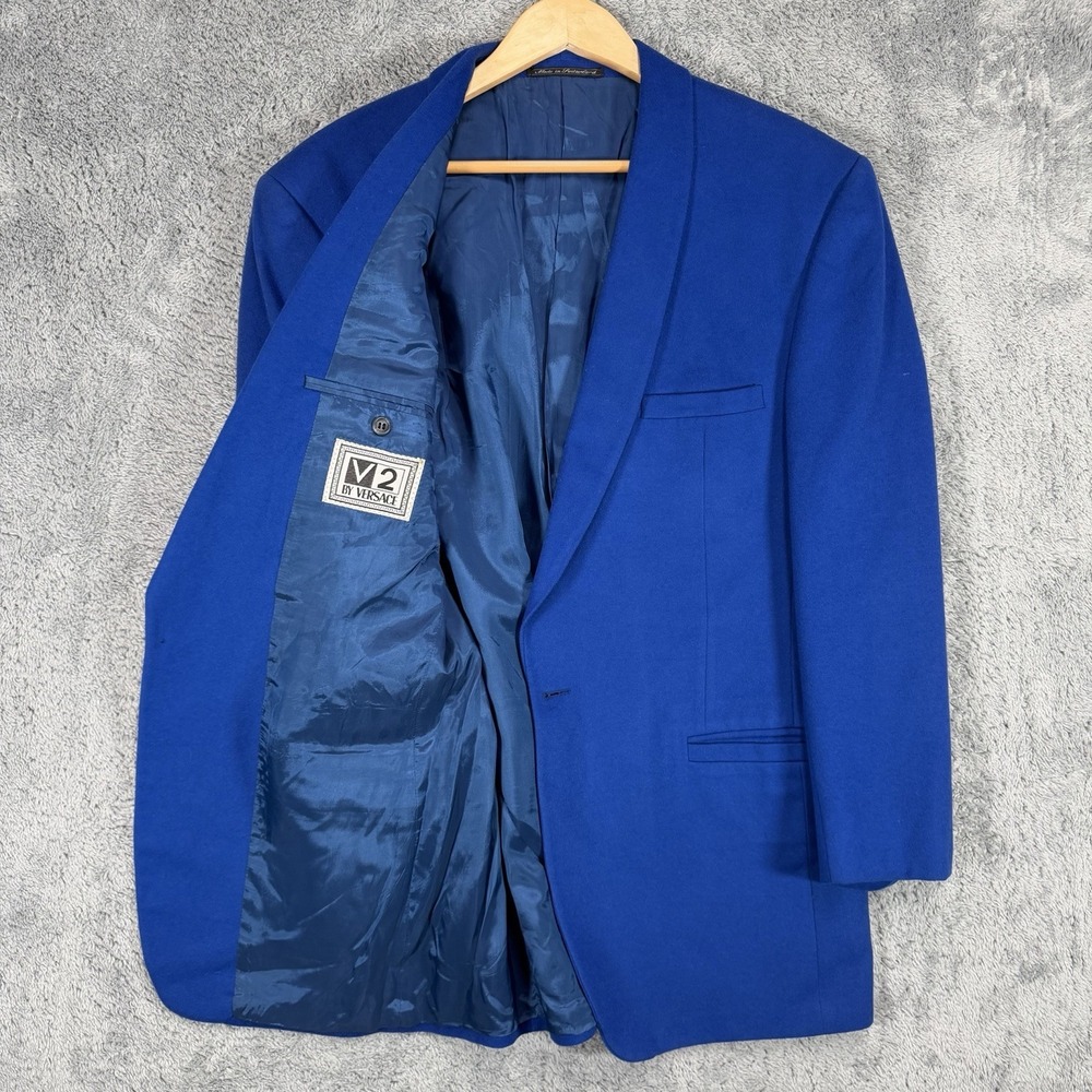 Versace V2 Blazer Mens 42L‎ Electric Blue Wool Cashmere Jacket Nieman Marcus